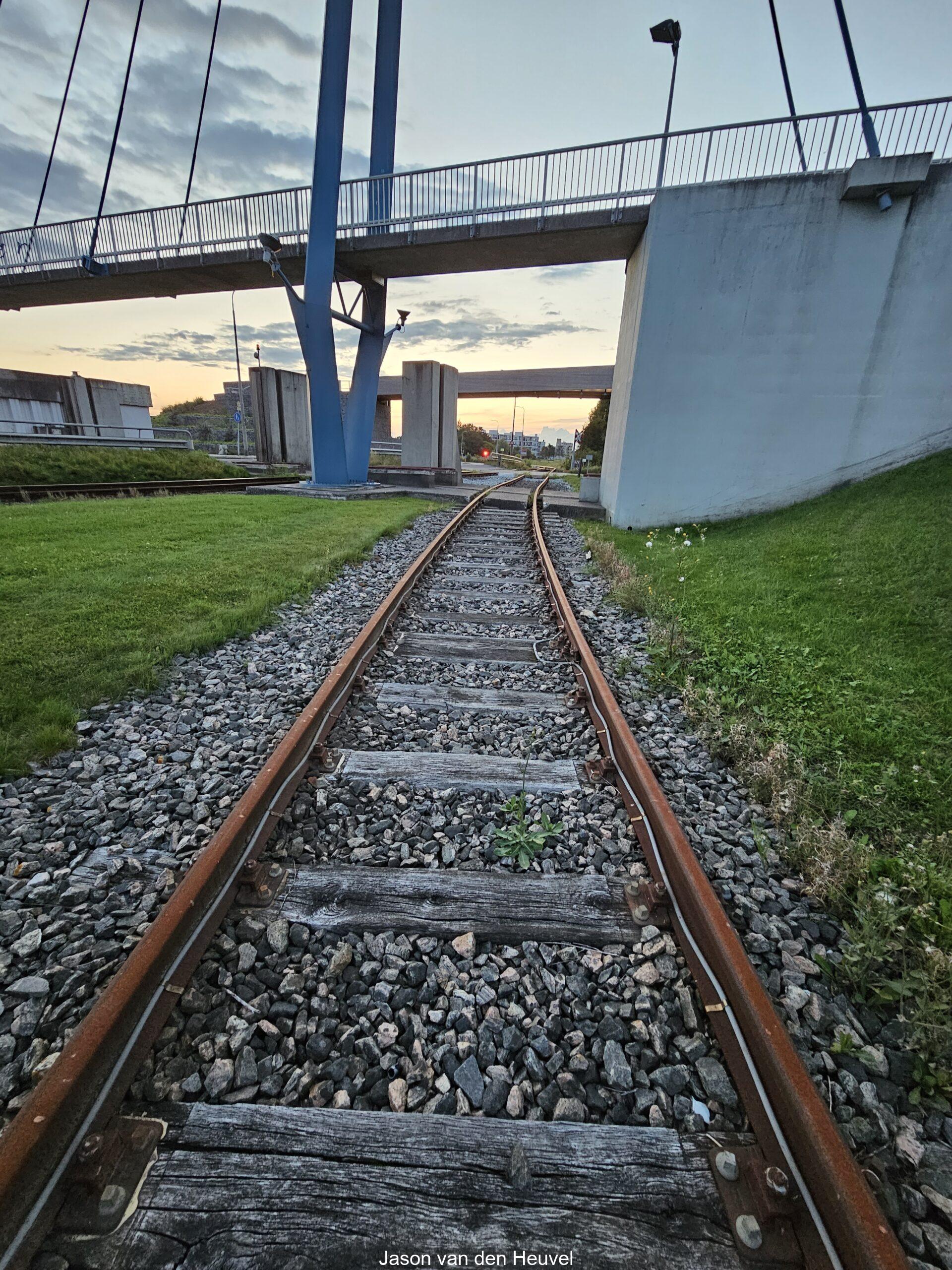 Train track at sunset